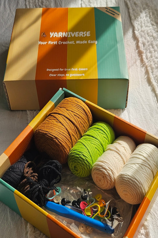 Yarniverse Amigurumi Starter Kit - Make 4 Cute Crochet Animals with Premium Yarn